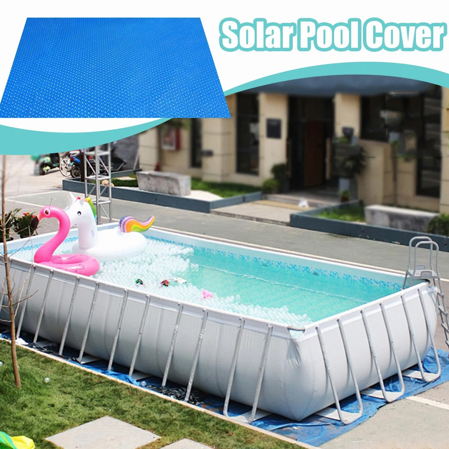 Cubierta Solar Piscina Rectangular 220x150cm Impermeable Antipolvo