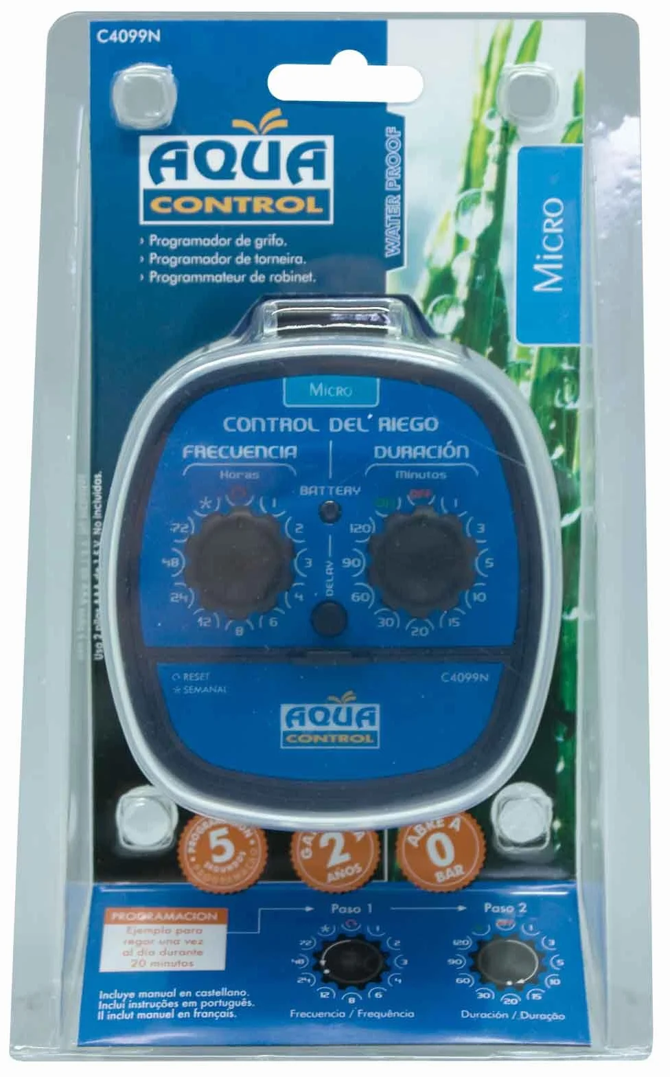Aqua Control C4099N Programador de Riego para Jardín, 0 Bar, 10x10x16 cm