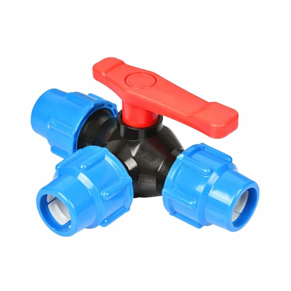 Válvula de Tubo de conexión rápida de Tres vías PE, for Piscina Válvulas de plástico Conector de válvula Tipo T(50mm)