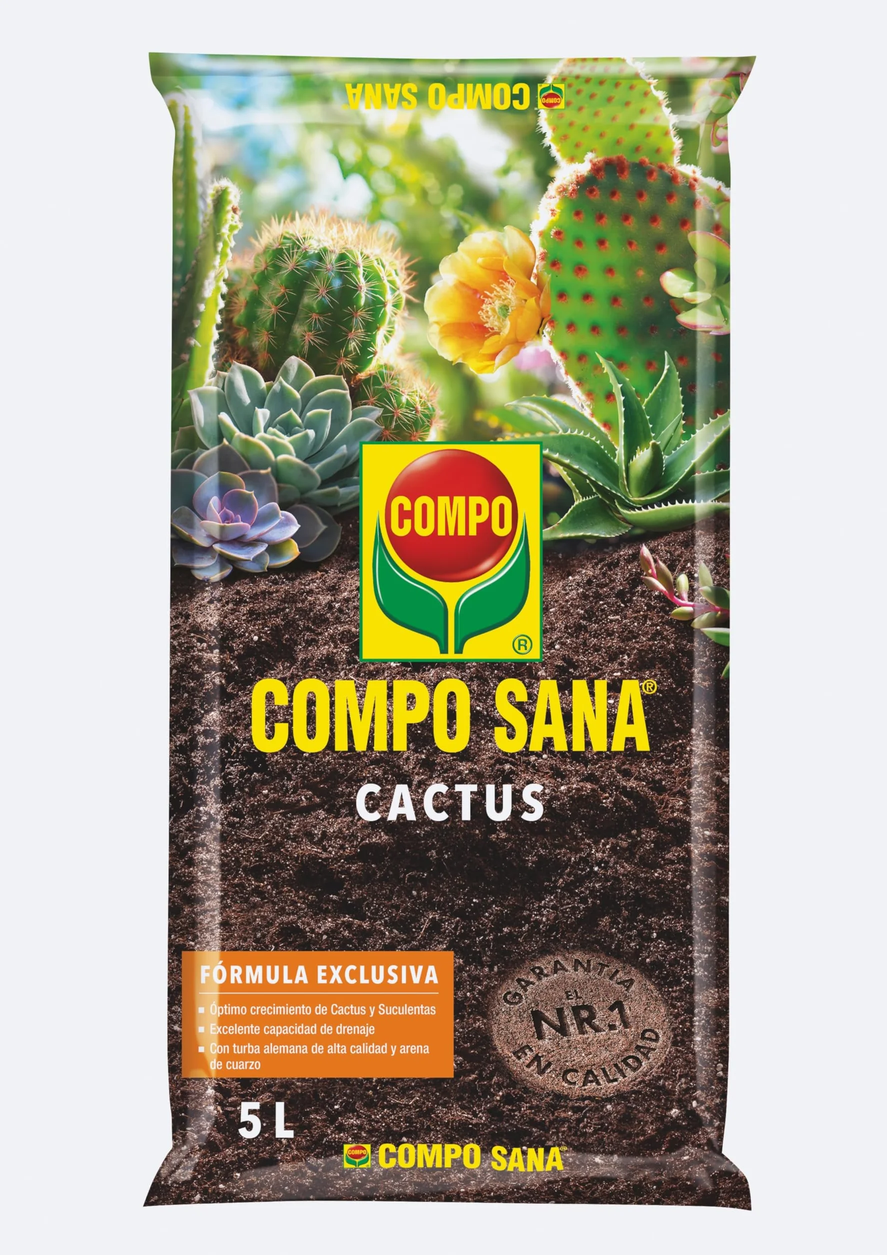 Compo Sana Substrato para Cactus y Suculentas 5 L con Abono 8 Semanas