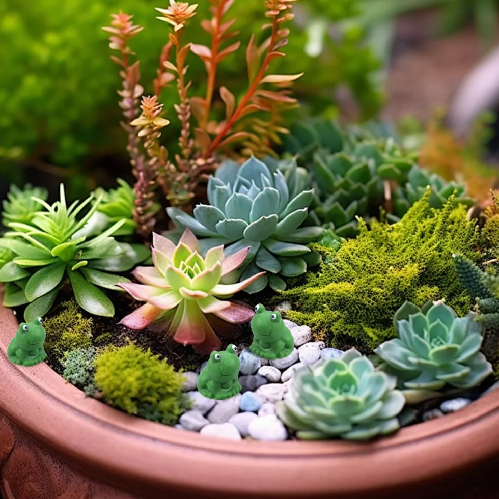 100 Piezas Figuras de Rana Pequeñas de Resina para Decoración de Jardín, Acuario y Macetas (Verde)