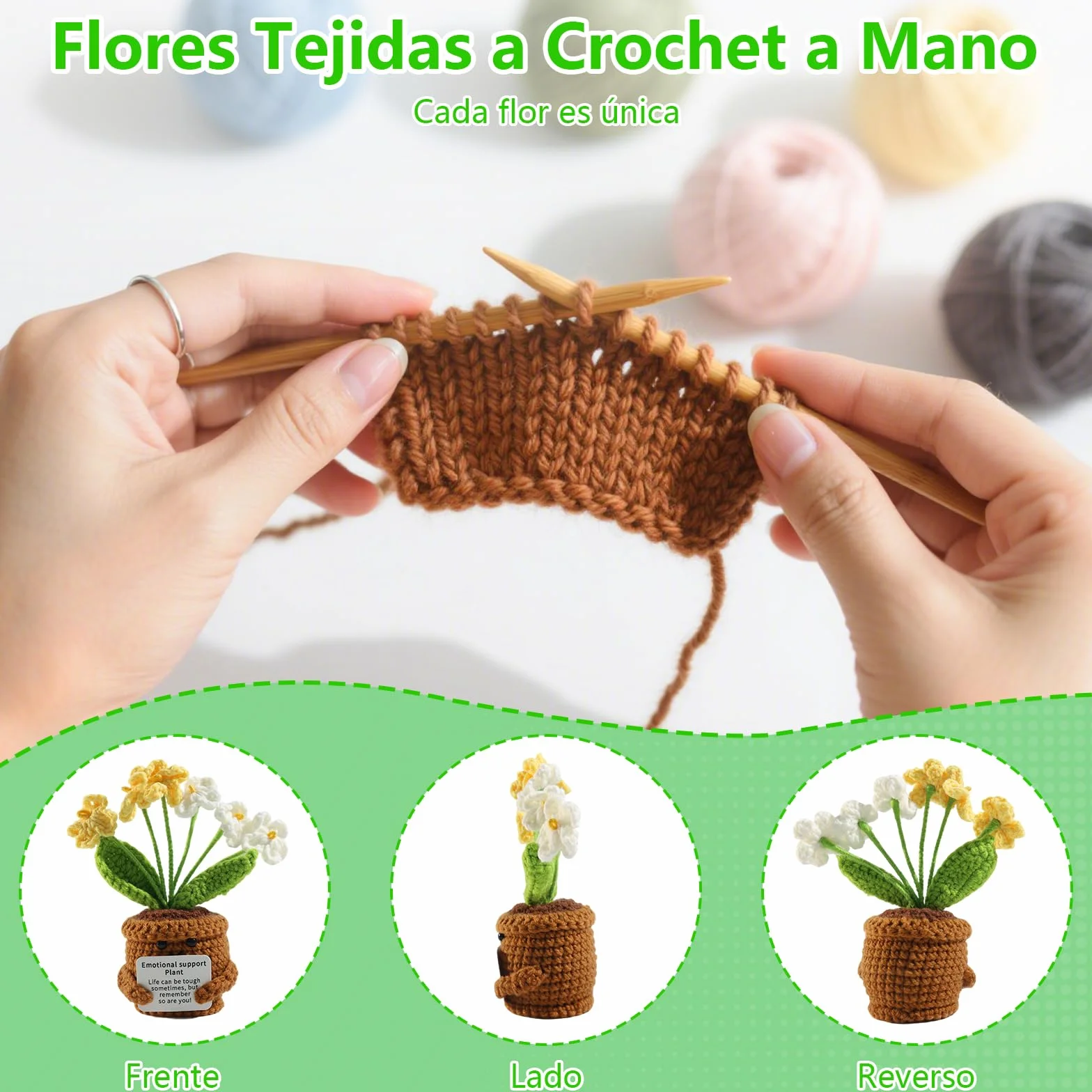 Ramo de Flores Tejidas a Mano con Mensaje Gracias por Ayudarme a Crecer, Regalo Despedida Jardín Infantil Maestros