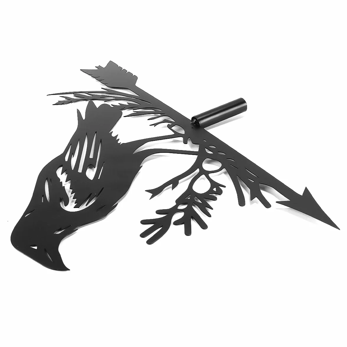 Veleta de Metal con Forma de Cuervo, Indicador Dirección Viento, Adorno Jardín Techo