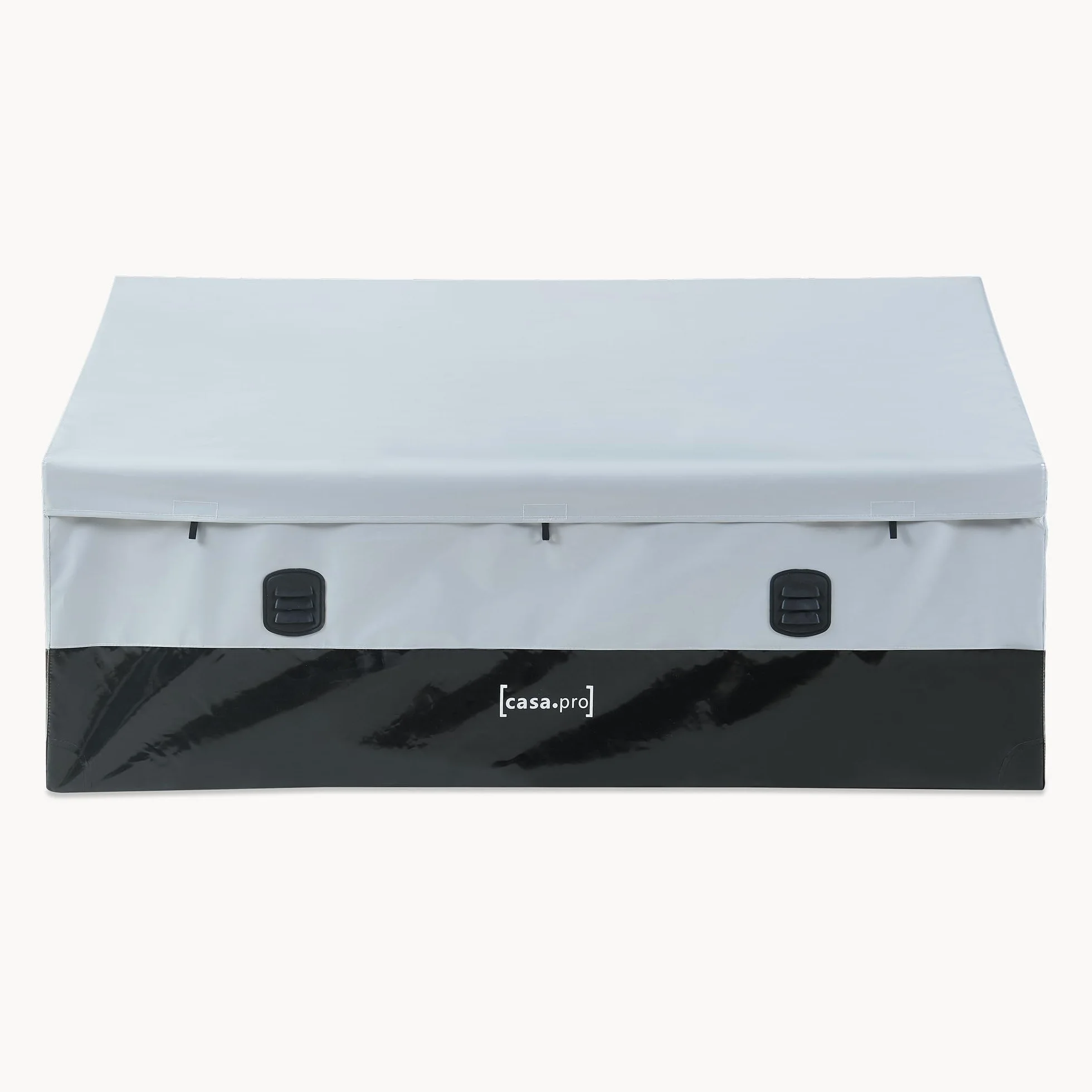 Caja de Almacenamiento Exterior Alanno 560 L Impermeable Lona Poliéster Acero 155x64x75 cm Gris/Negro