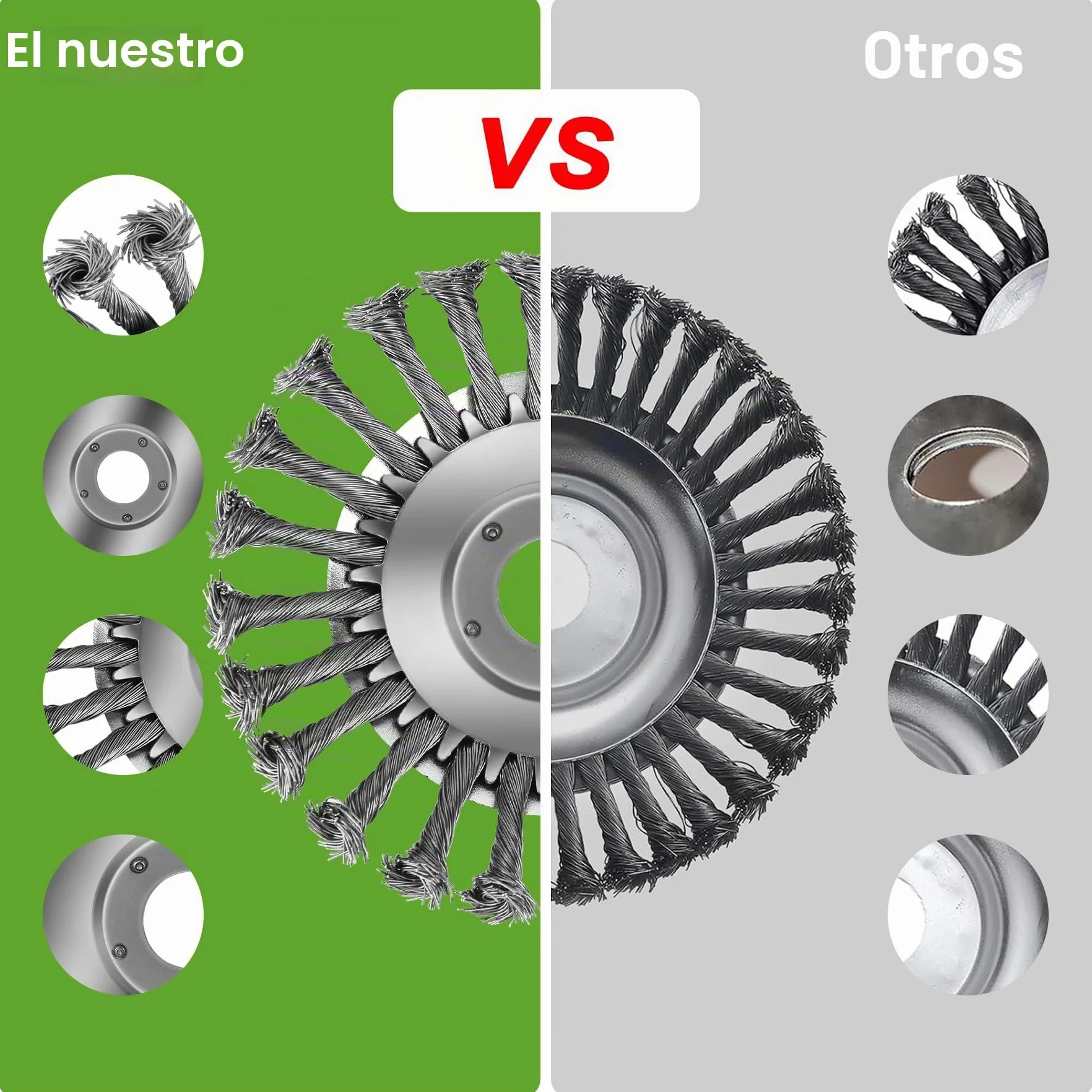 Cepillo para desbrozadora profesional de 6 pulgadas, acero, Forever Speed