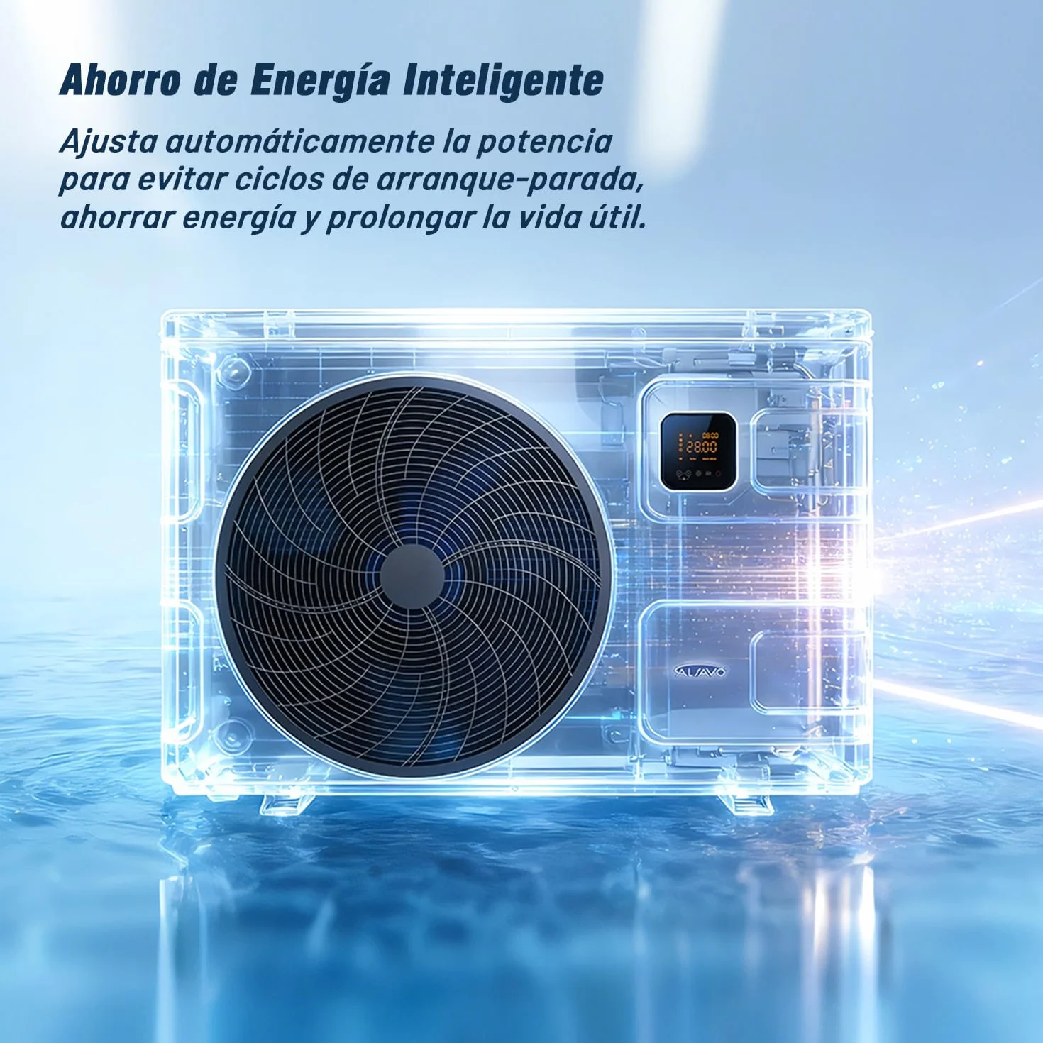INVERBOOST Bomba De Calor para Piscina Inverter 9,5 kW, Cop 16, WiFi, Control por Voz