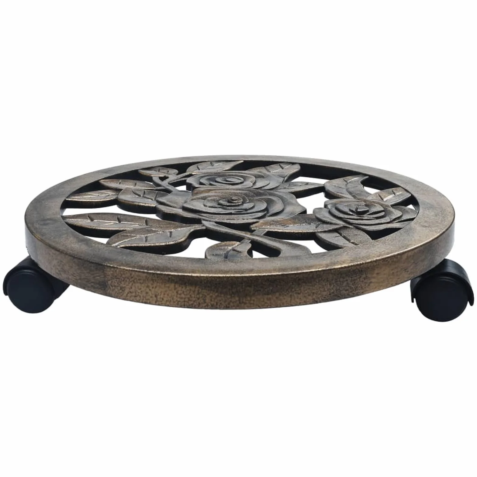Soporte con Ruedas de Plantas 6 uds, Plataforma con Ruedas, Ruedas para Macetas, Transportadores Macetas, Soporte para Macetas, plástico Color Bronce 38 cm