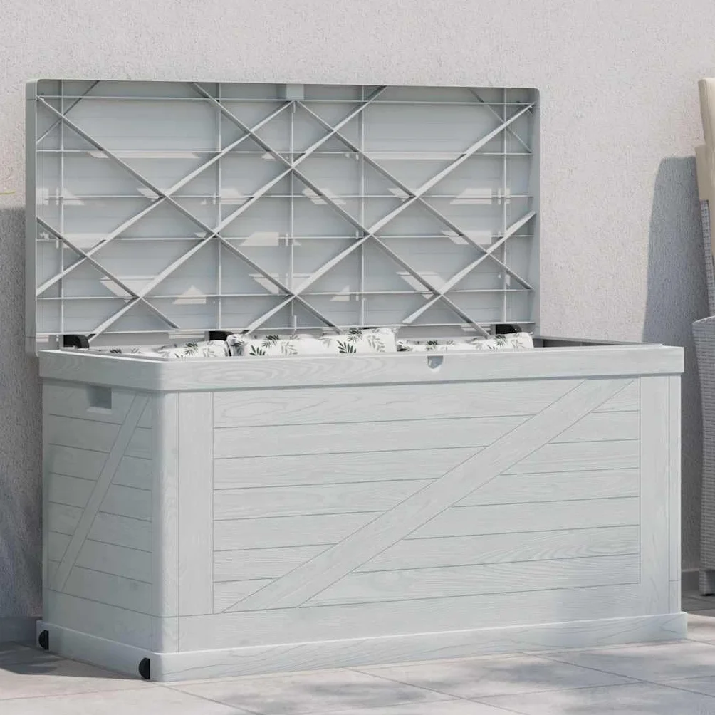 vidaXL Caja Almacenamiento Jardín 420 L Gris Claro
