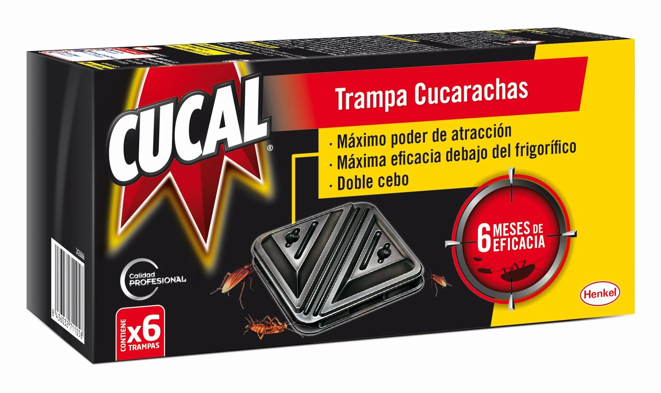 Cucal Insecticida Trampa Cucarachas Doble Cebo, 6 Unidades