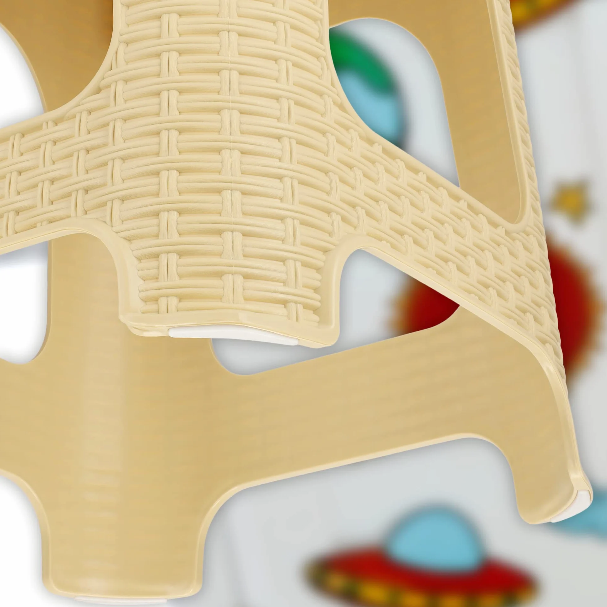 KADAX Elegante Taburete de Plástico con Acabado de Ratán para Exteriores, Patios, Balcones y Jardines (Beige)