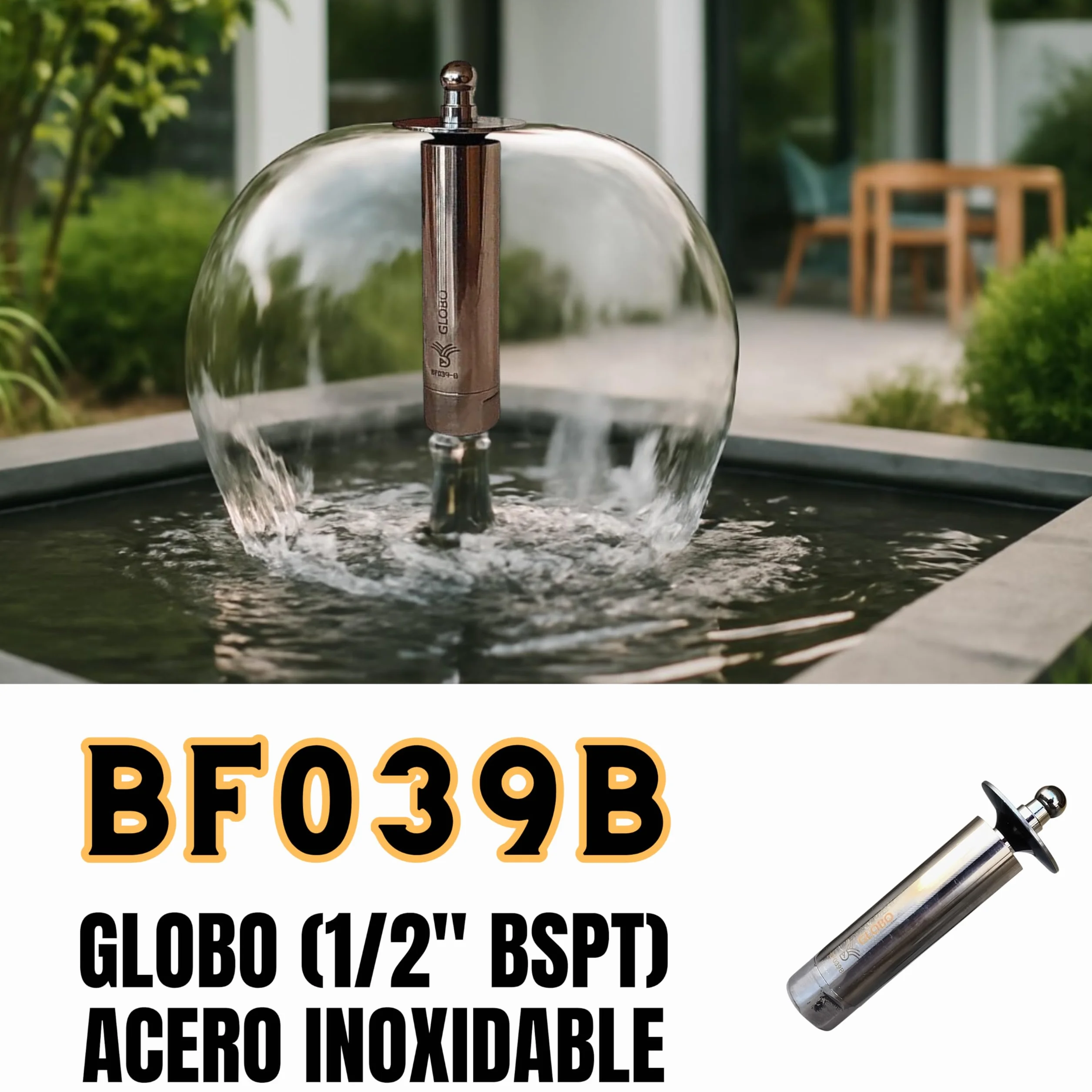 Boquillas para Fuentes de Jardín Globo 1/2" Acero Toberas Regulables