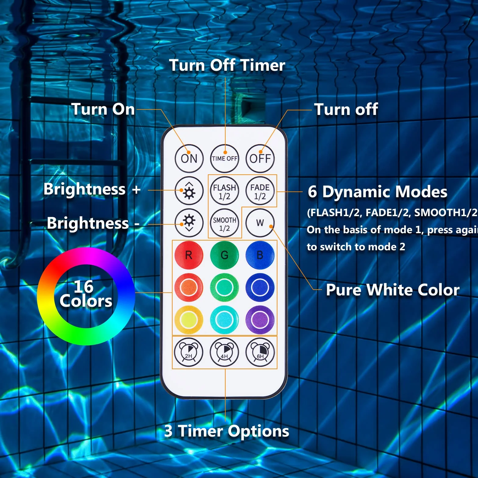 LyLmLe Luces Recargables para Piscina LED Sumergible RGBW IP68 con Remoto 14cm Focos Magnéticas Cambio de Color