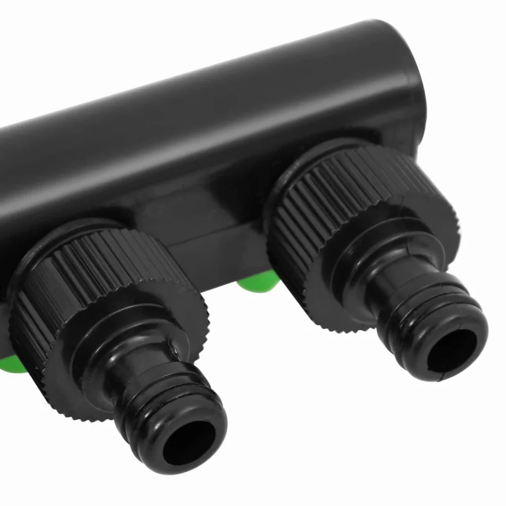 Conector de grifo de 4 vías de ABS y PP, 19,5 x 6 x 11 cm, adaptador verde y negro para 1 2 pulgadas BSP, para riego con aspersores, manguera de jardín y sistema de riego