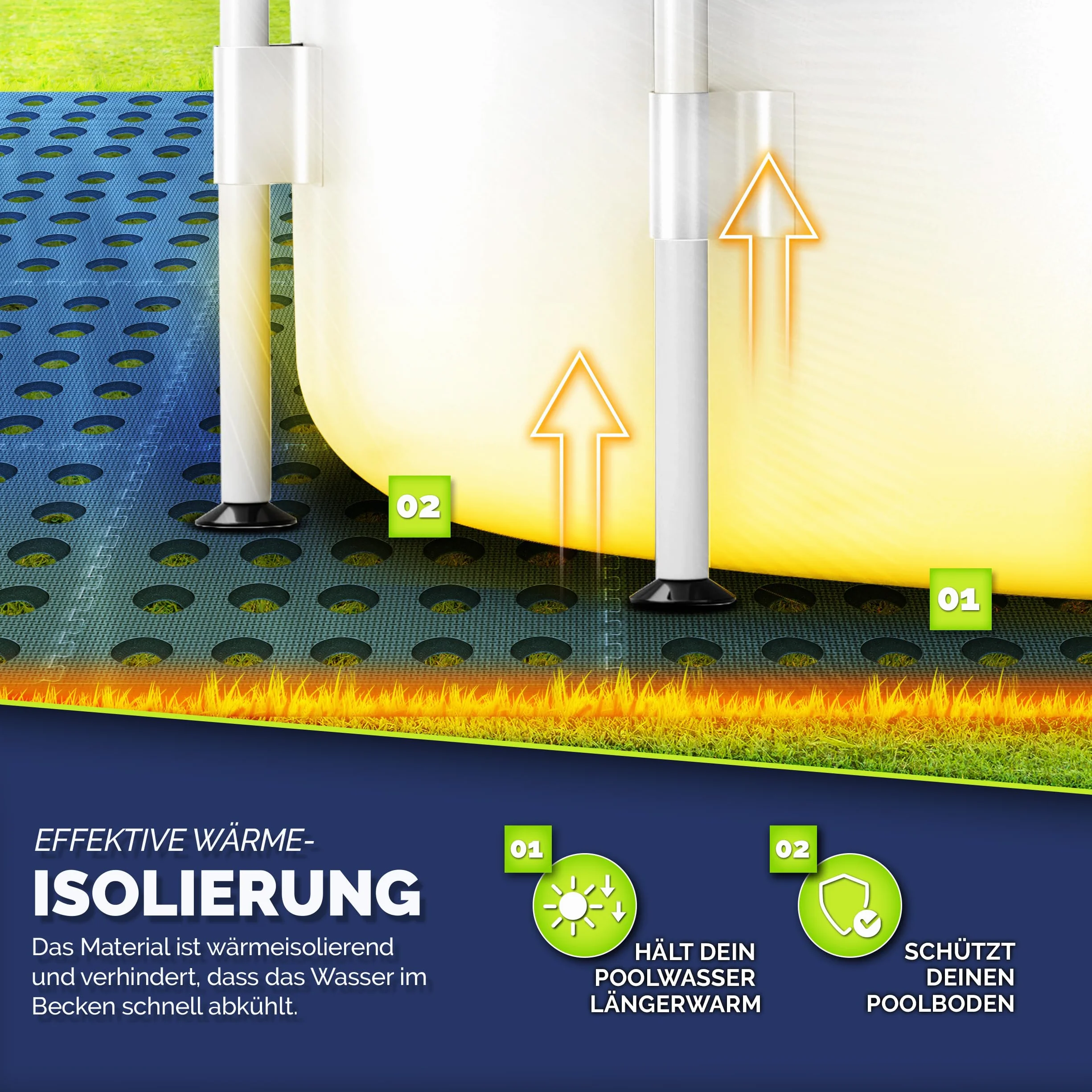 tillvex® Alfombra de protección para piscina 51x51 cm 24 piezas