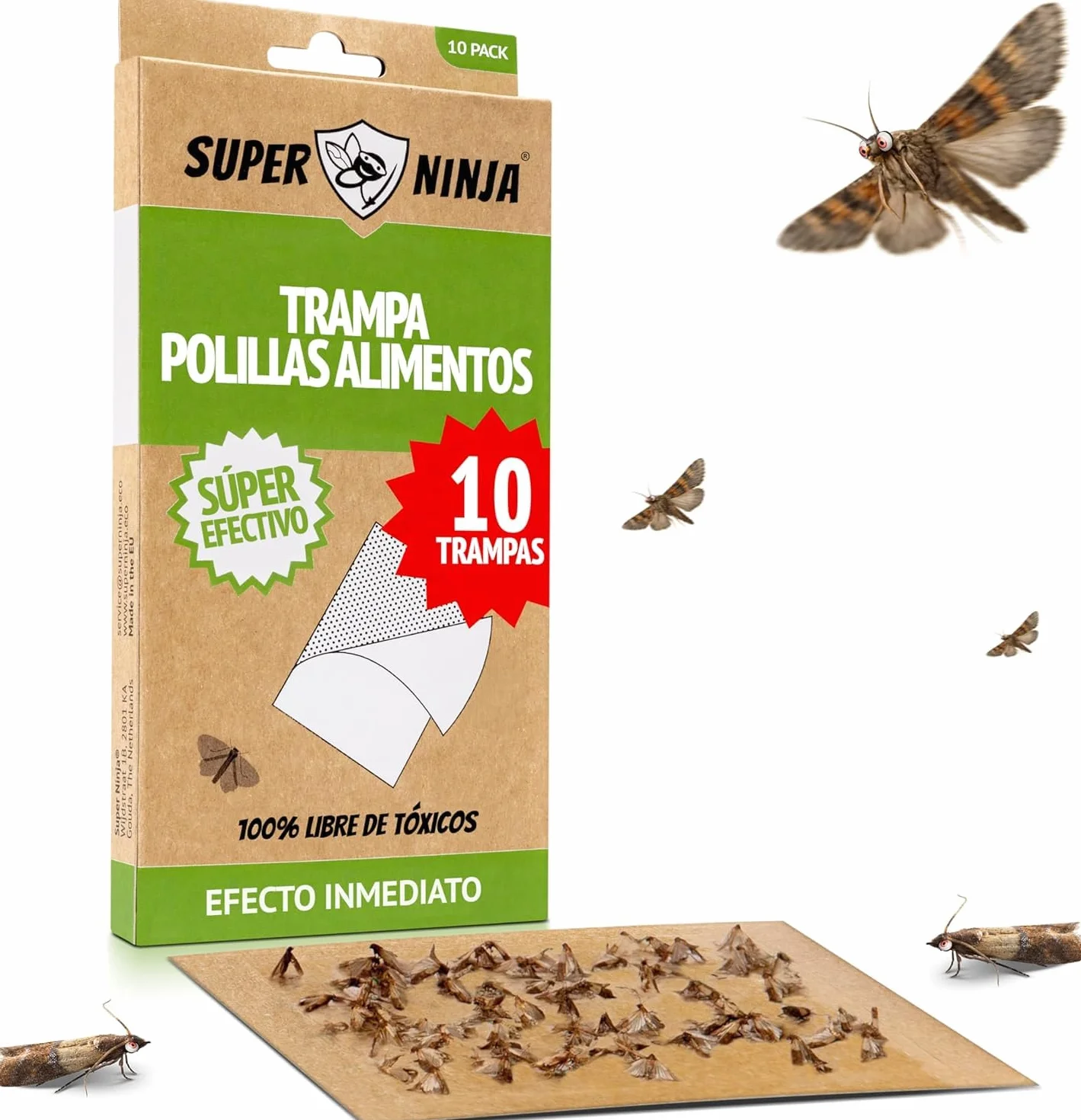 Trampa Polillas Alimentos Pack de 10 – Antipolillas Feromonas – Trampa Adhesiva Anti Polillas para Cocina