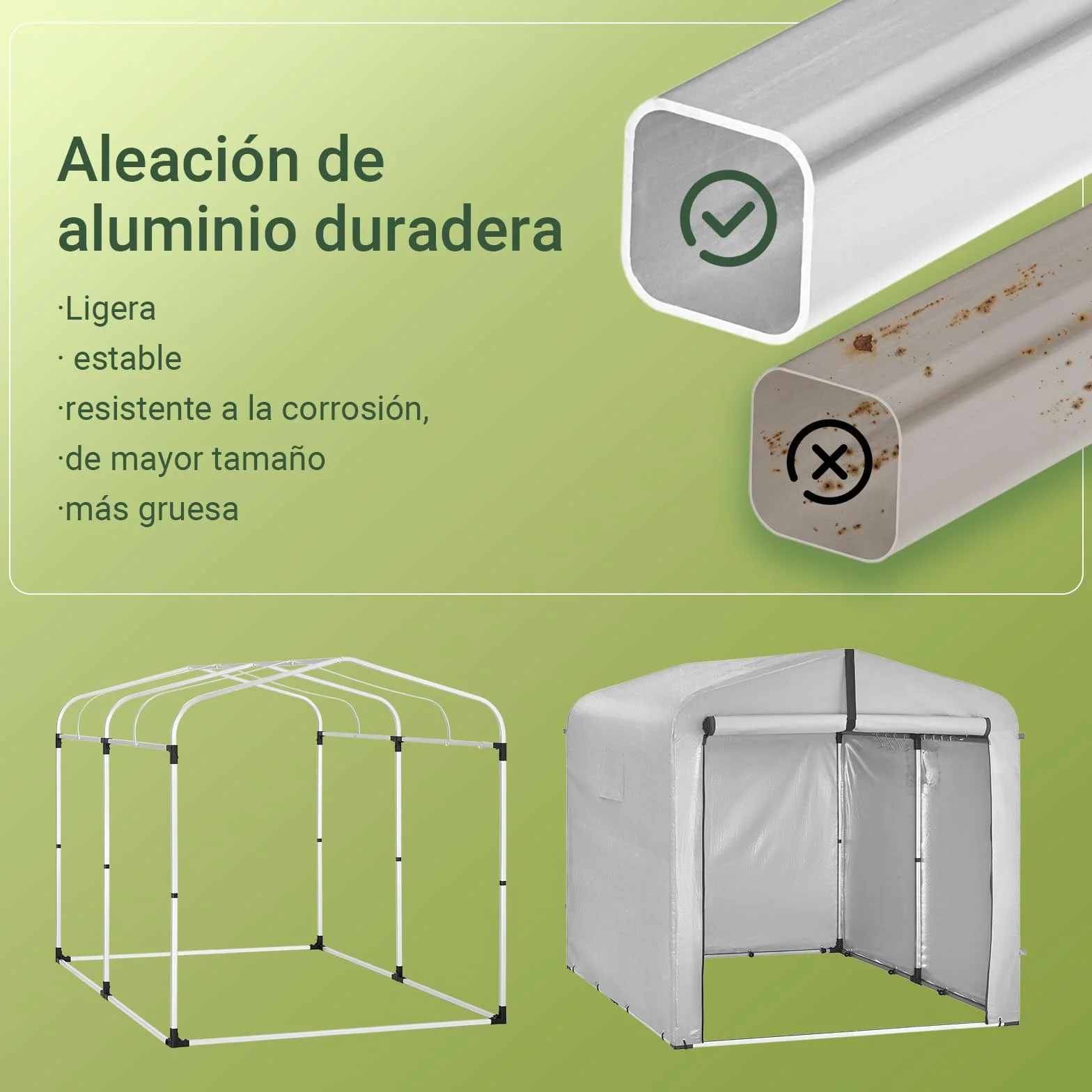 SoBuy Caseta Jardin Exterior con Ganchos Garaje Impermeable 159x219x165 cm KLS11-II-L