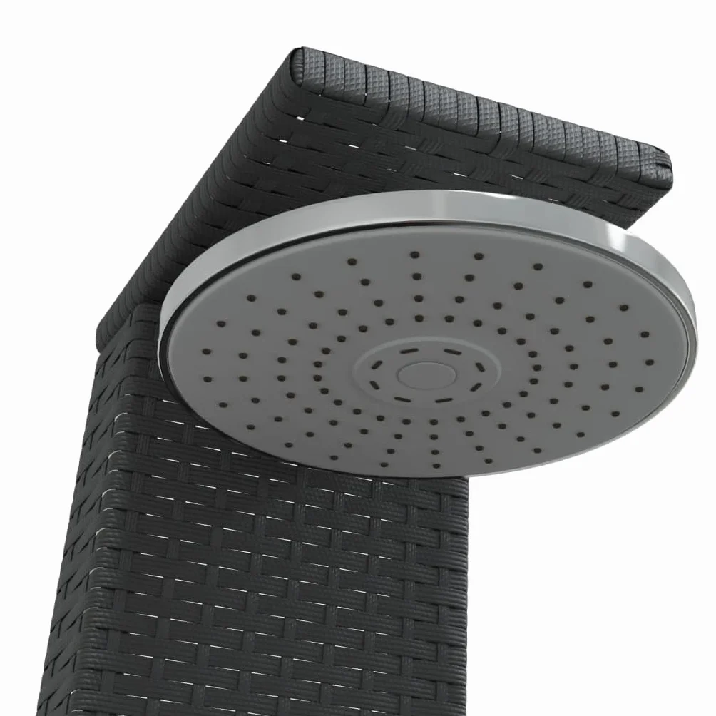 vidaXL Ducha Exterior con Rociador Giratorio, Ratán PE y Madera Acacia Negro