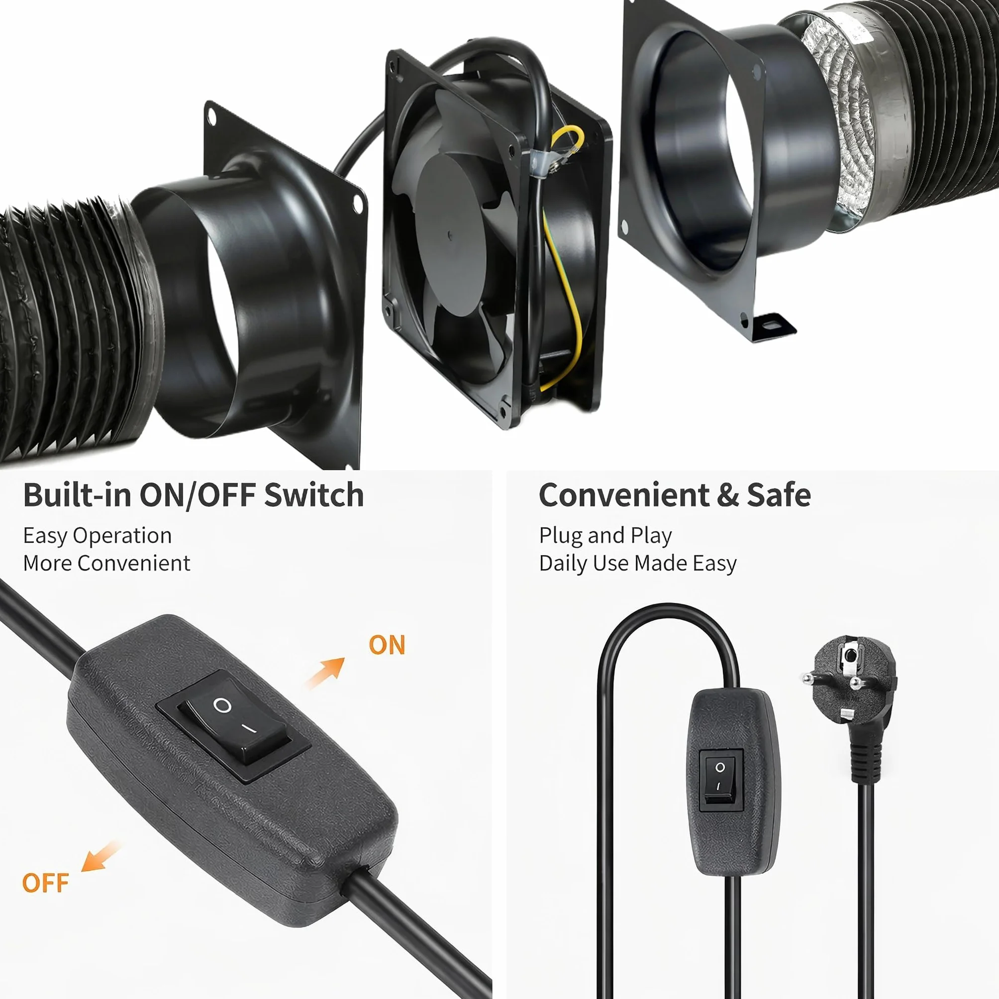 100mm Extractor de Baño, 119m³/h Extractor de Humos, Extractor Conducto para Tienda de Cultivo, Banco de Trabajo, Invernadero, Manguera HVAC