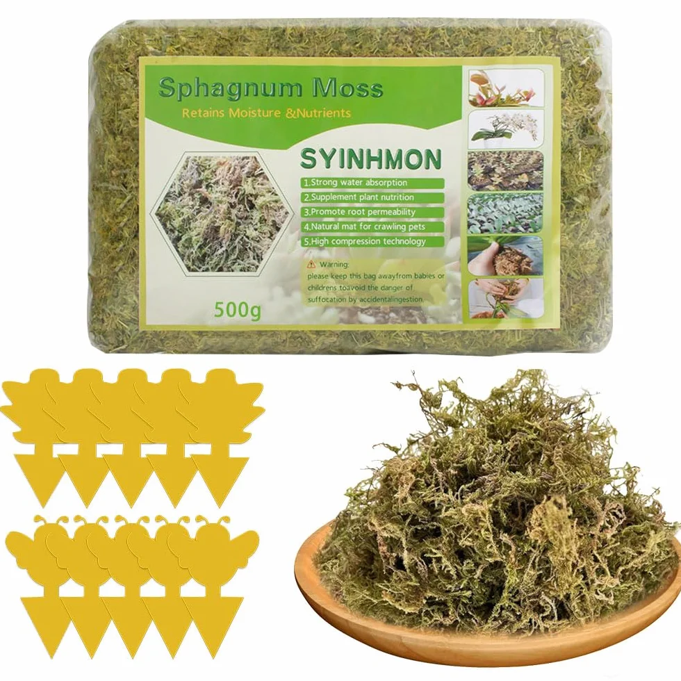 Musgo Sphagnum para Orquídeas 500g, Sphagnum Moss Sustrato, Enmienda Suelo Jardinería Plantas Carnívoras