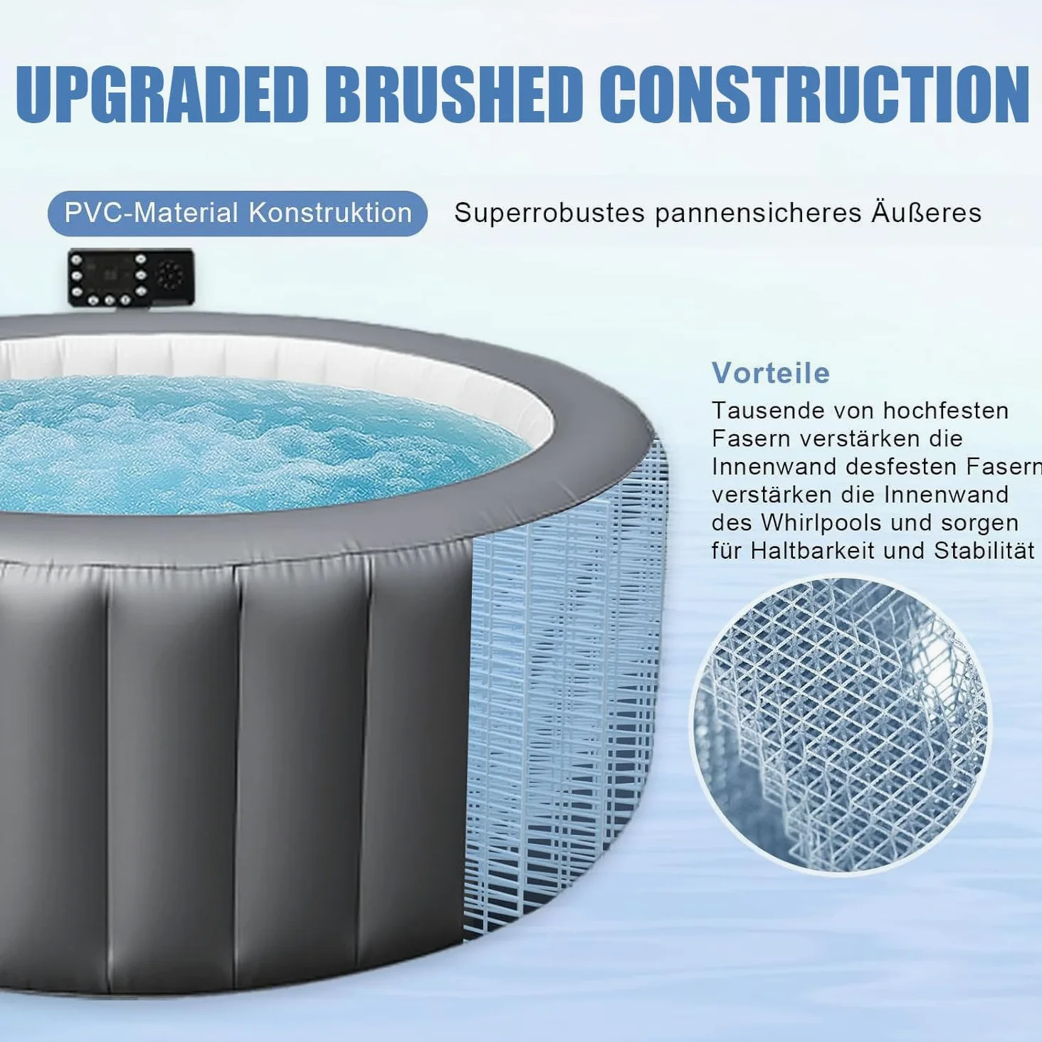 SPA de Masaje con Burbujas,Inflable Grande y Redondo para 4 a 7 Personas,PortáTil,para Exteriores,con 180 Chorros de Aire Y Cubierta Energysense para Patio, Terraza y Piscina. Gray