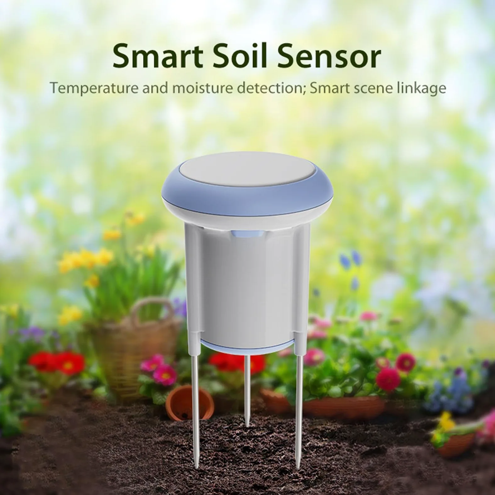 Sensor de Suelo WiFi, Bluetooth Inalámbrico 5.0 IP66 Monitor de Temperatura a Prueba de Agua con Control Remoto de la Aplicación para Plantas en Macetas Cuidado