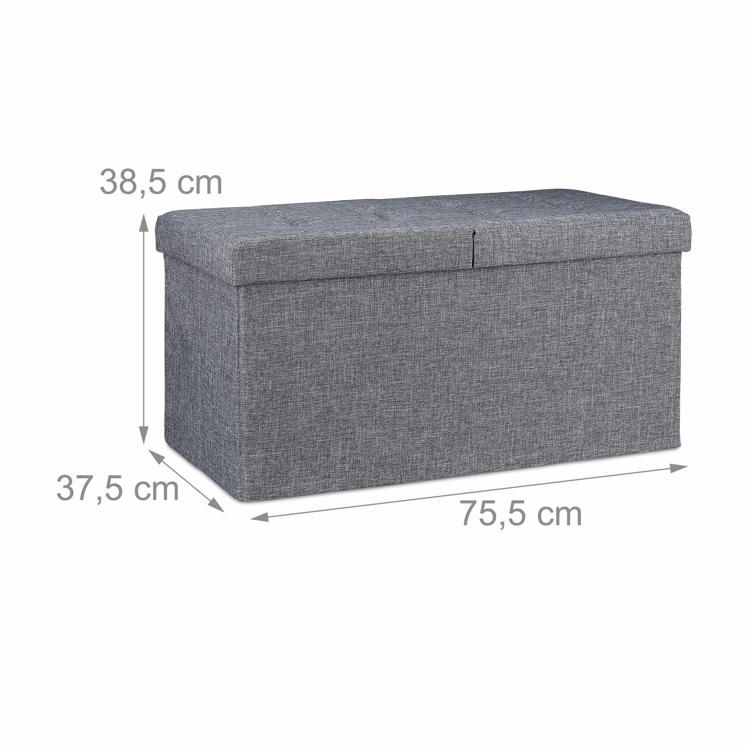 Relaxdays Baúl Almacenamiento Banco Plegable 39x75x37 cm Gris Oscuro