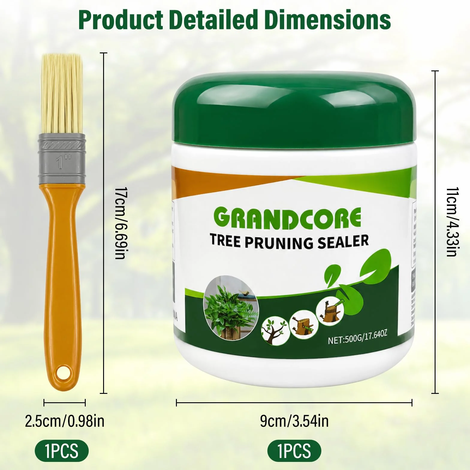 Pasta Cicatrizante para Árboles con Pincel, Pasta de Injertos Profesional 500g para Frutales y Plantas Ornamentales