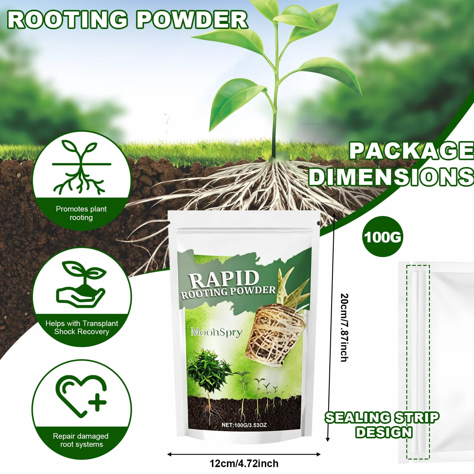 Activador de raíces en polvo rápido revitaliza crecimiento plantas esquejes interior exterior estimulador