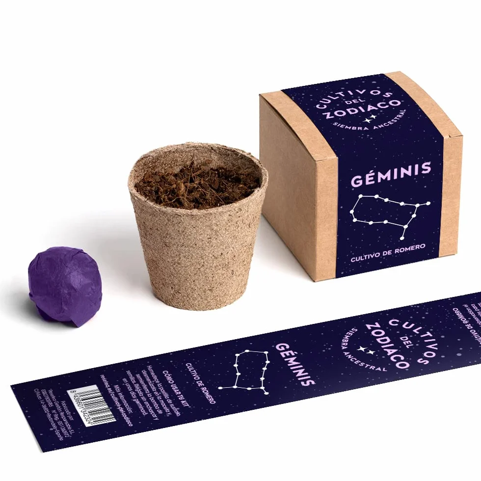 Cultivos del Zodiaco Géminis Semillas de Romero Kit de cultivo con bomba de semillas sustrato y maceta Regalo original horóscopo