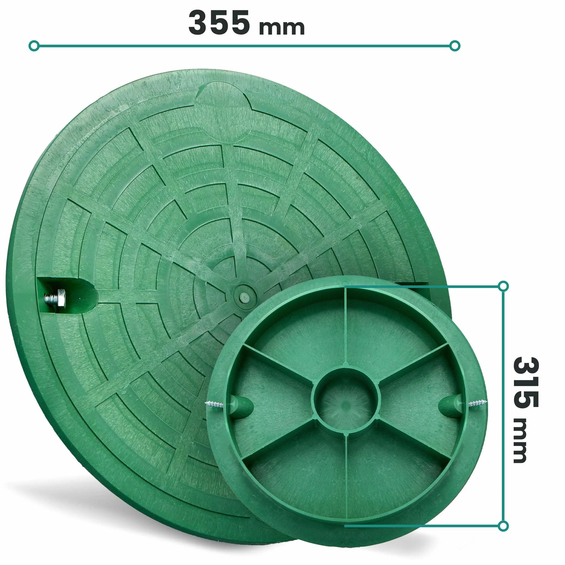 Millto Tapa de tubería DN315 polipropileno A15 verde carga 1,5 t