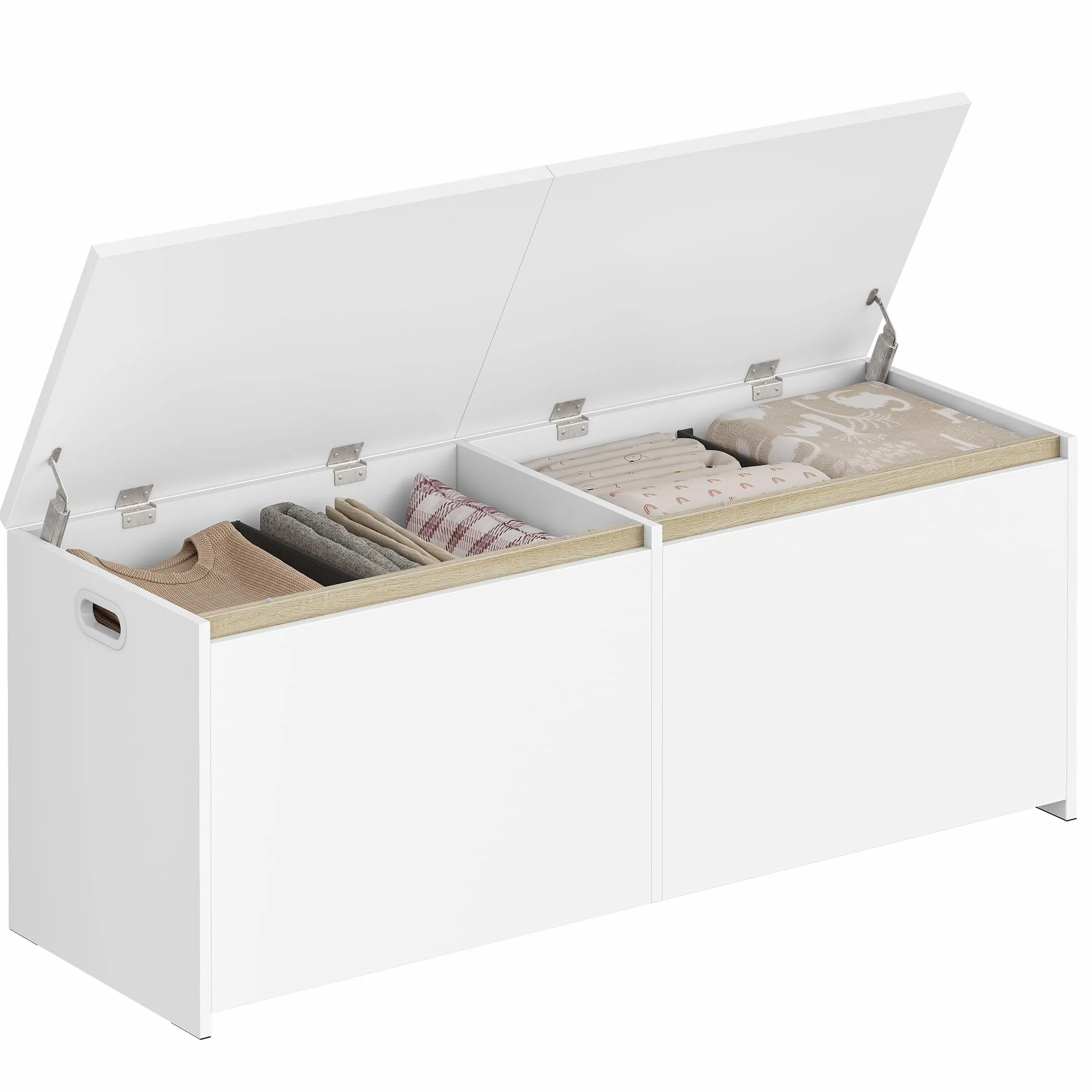 Hzuaneri 120cm Baul Almacenaje con Doble Puerta, Banco Espacio Interior, 40x120x47 cm, Blanco