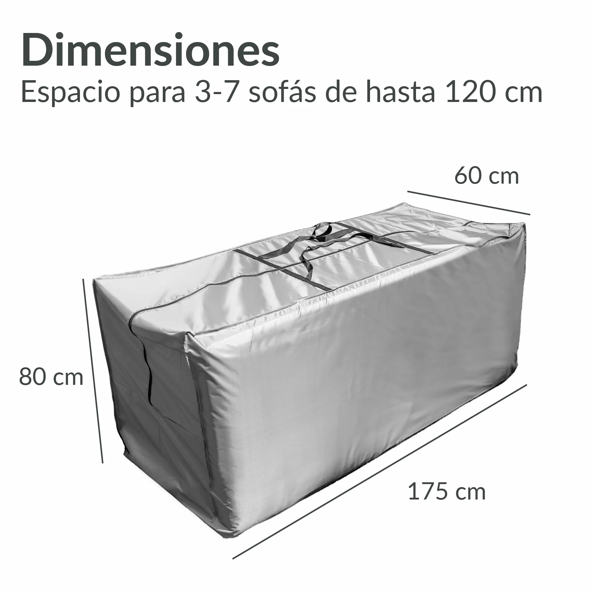 Bolsa de Almacenamiento para Cojines de jardín 175 x 60 x 80 cm Impermeable
