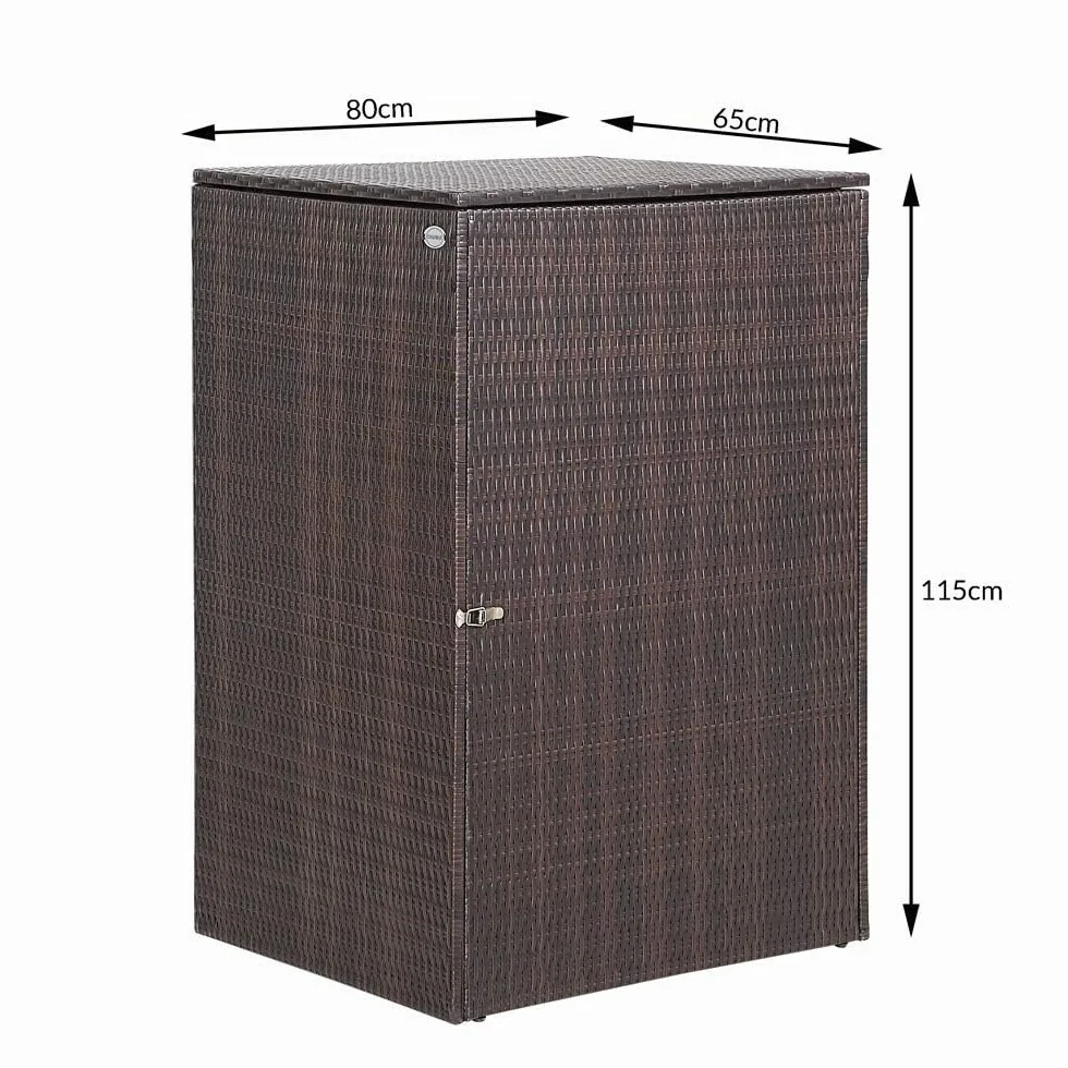 Casaria Cobertizo para Contenedor de Basura 240L Poliratán 115x65x80cm Marrón Exterior