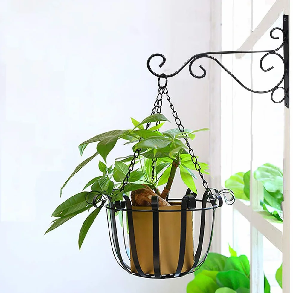 Soportes para Colgar Macetas Ganchos de Pared 25x20cm Negro 2 Piezas