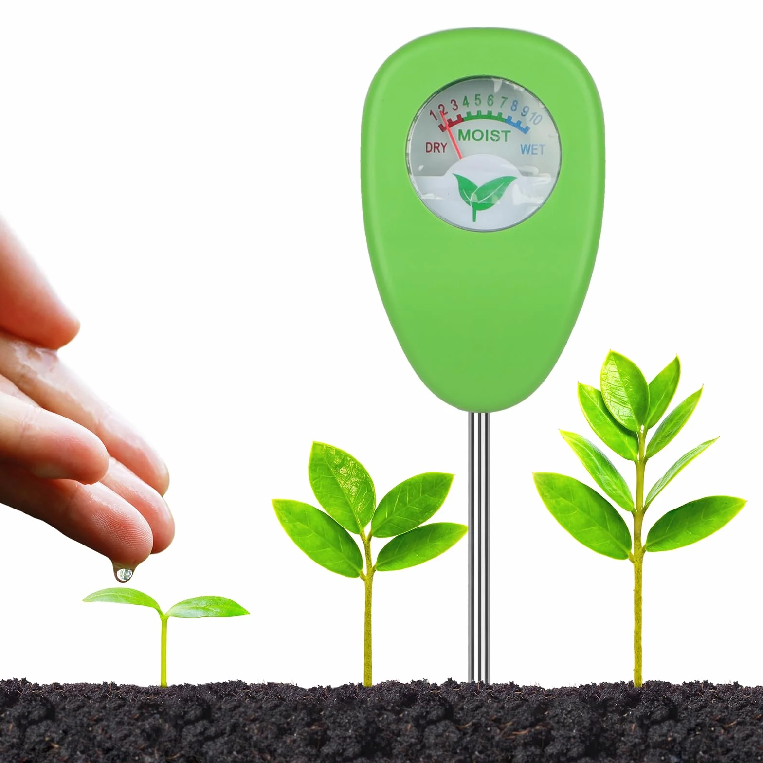 Medidor de Humedad del Suelo, Probador sin Baterías, Higrómetro para Plantas Interior y Exterior, Jardinería