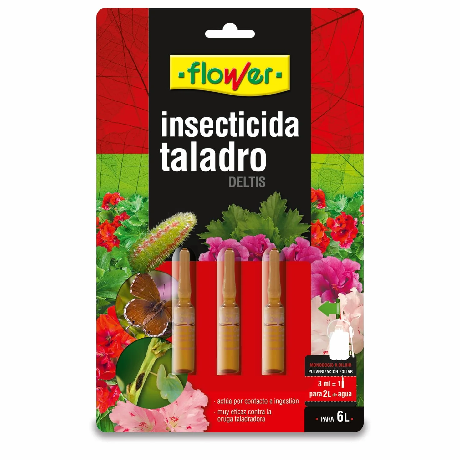 Antitaladro del Geranio Monodosis 3x3 ml Insecticida contra Oruga Taladro Acción por Contacto e ingestión