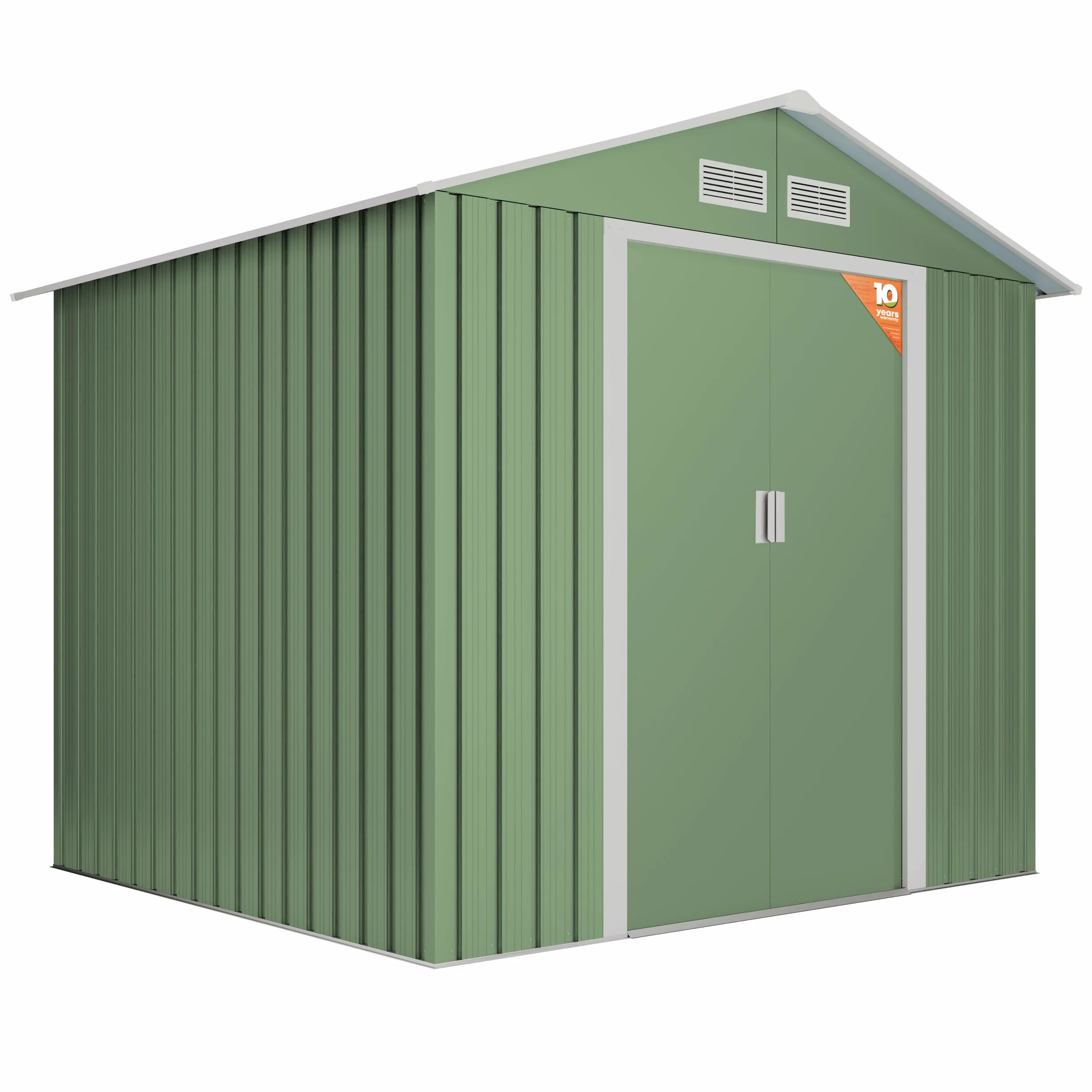 Wasabi Caseta Jardín Exterior 5,27 m2 Light Green Doble Puerta Corredera Cobertizo Metálico Almacenaje