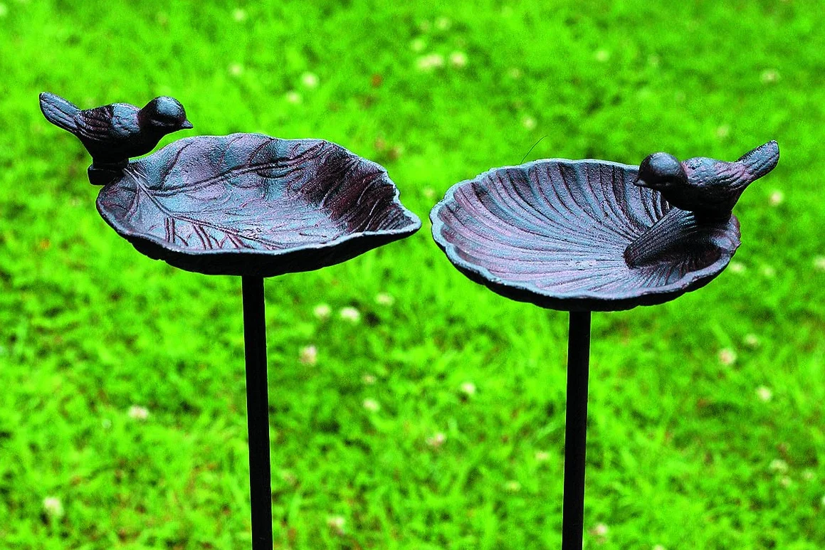 Bebedero para Pájaros de Hierro Fundido 20 cm x 14 cm x 98 cm