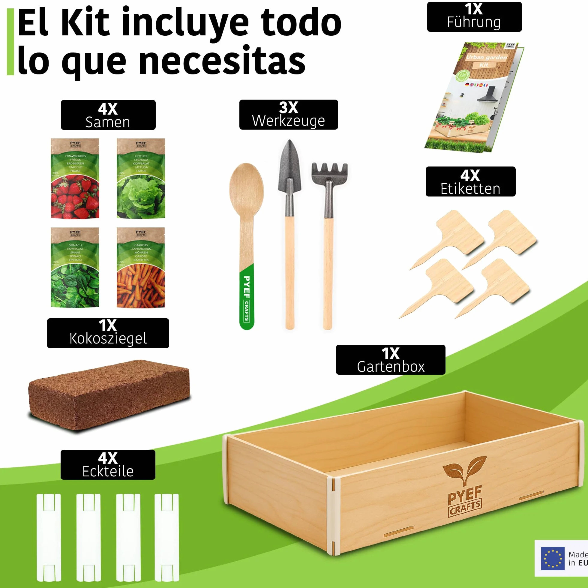 Kit Cultivo XL Huerto Urbano Huerta en Terraza Ecológico con 4 Tipos de Semillas