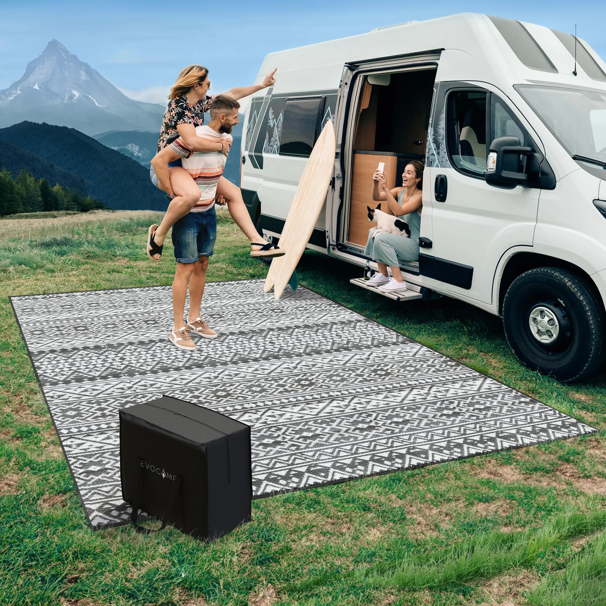 EVOCAMP Alfombra de Exterior Resistente a la Intemperie 250 x 400 cm Fibra de Polipropileno
