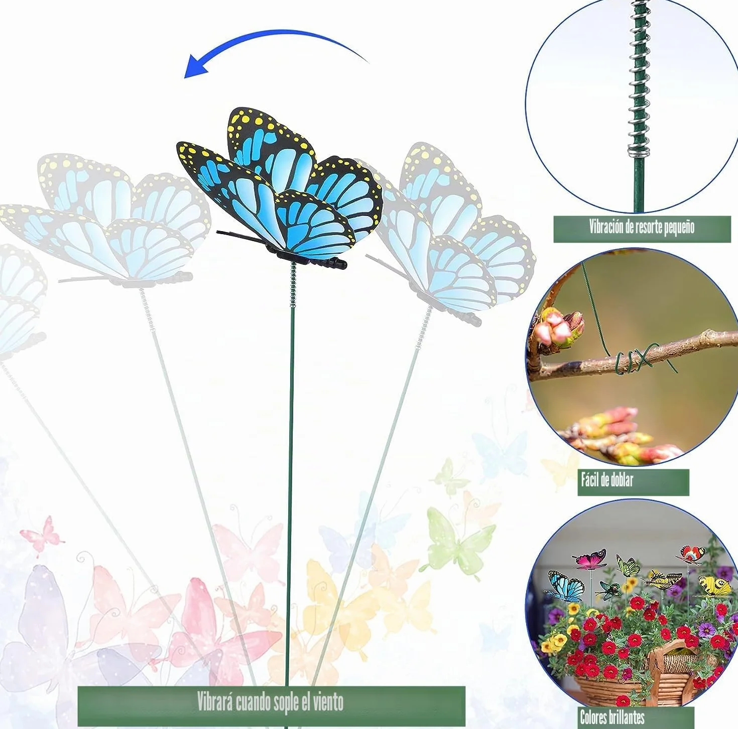 Estacas de Mariposas de Jardín 9CM PVC 3D Impermeables Decoración Exteriores Patio