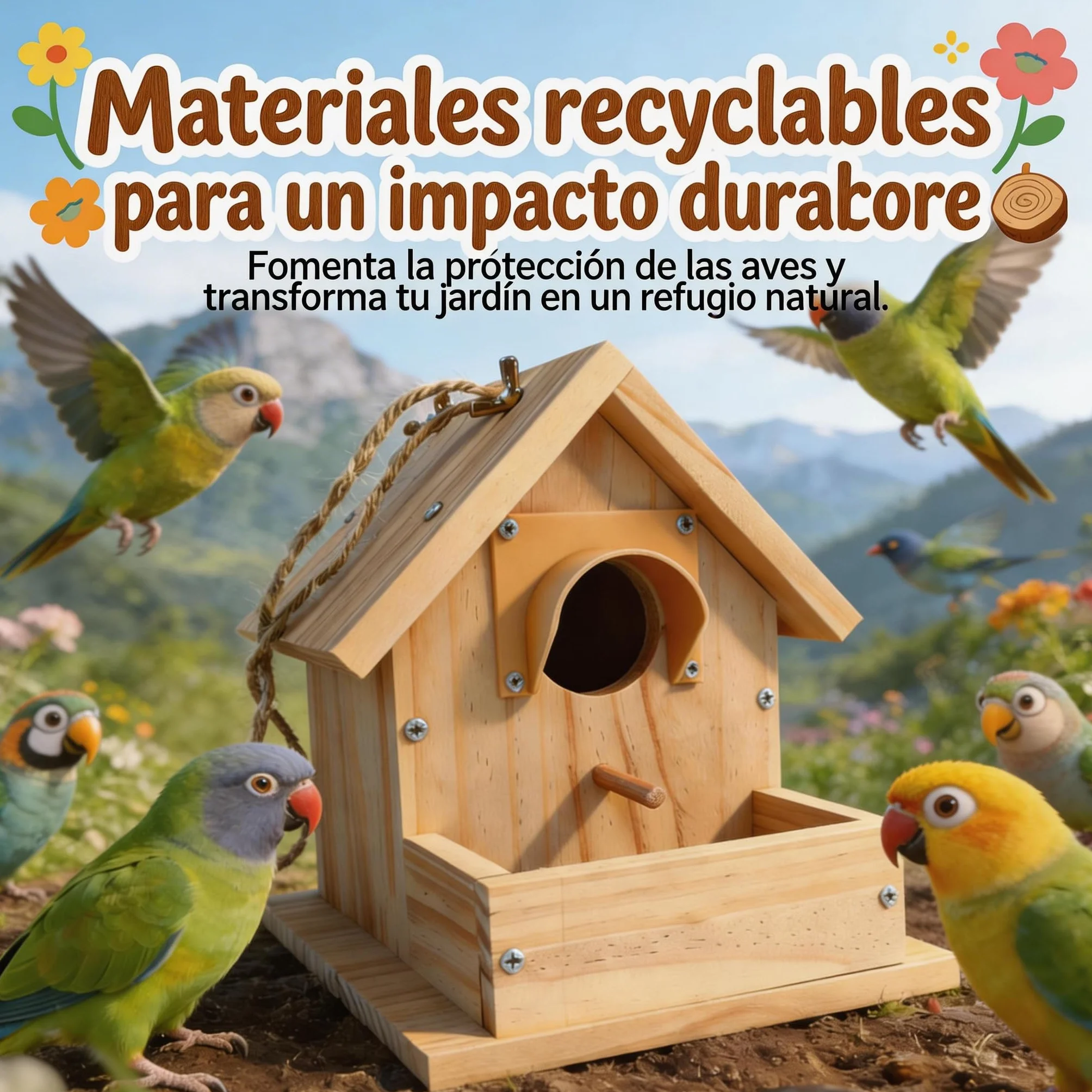 Nido para pájaros de madera resistente a la intemperie colgante para herrerillos petirrojos aves pequeñas