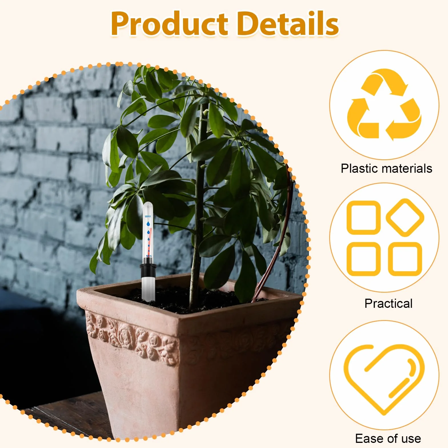Hemlosk Indicador de Nivel de Agua para Plantas 36 cm Medidor de Humedad Macetas