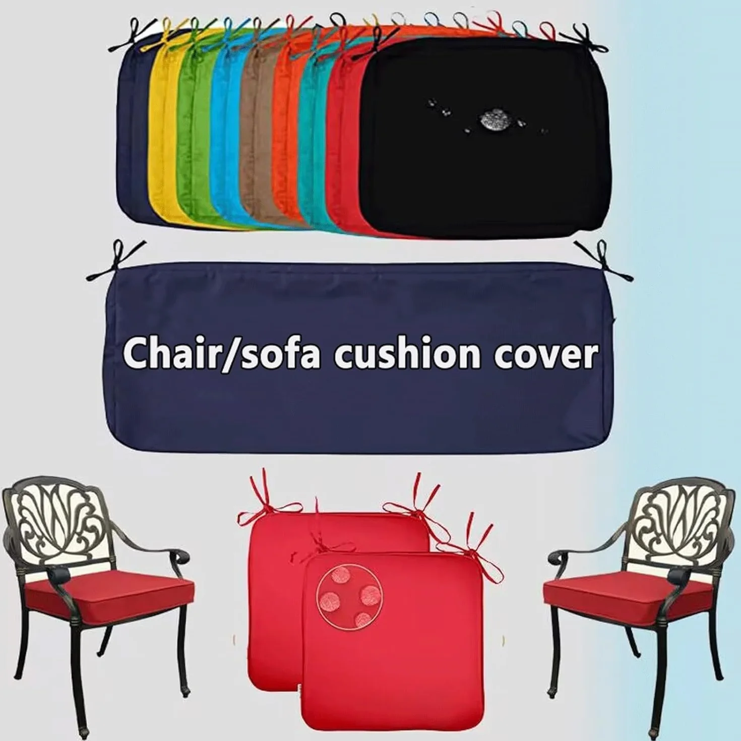 Funda de Cojín de Asiento Impermeable para Exterior 60x60cm 50x50cm para Muebles de Jardín Silla Sofá Patio Ratán
