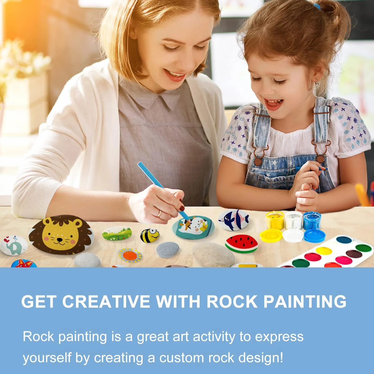 25 Piezas Piedras Creativas Pintadas a Mano, Rocas Lisas Naturales para Pintura y Artesanías Decoración