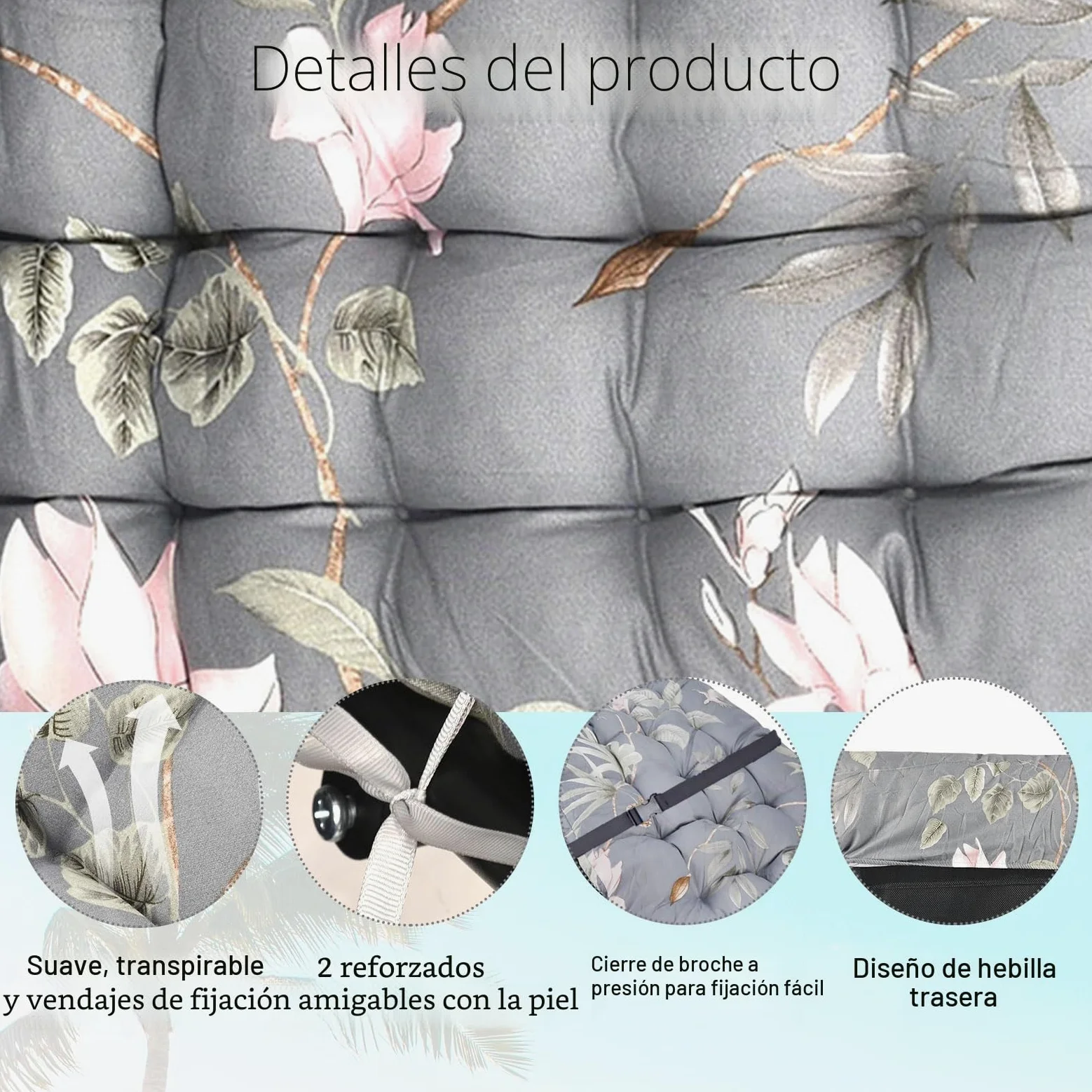 Cojín Tumbona Colchón, Colchoneta Tumbona Exterior, Cojín para Tumbona de Jardín, Antideslizante Espesar Cojín acolchado para tumbonas para Jardín, Piscina, Playa, Terraza y Balcón (170x53cm) (D)