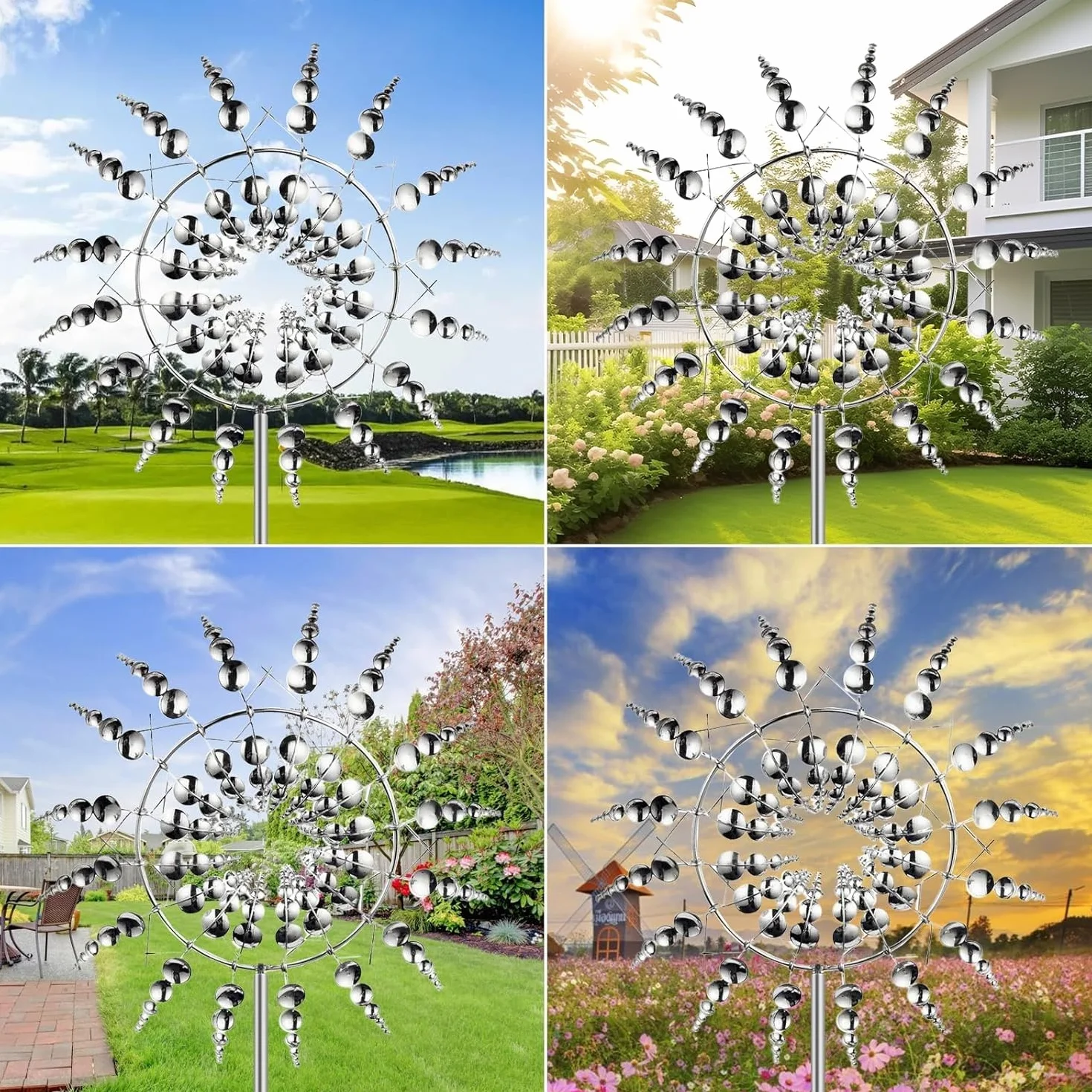 Molino de Viento Metálico 3D Kinetic Wind Spinner para Jardín