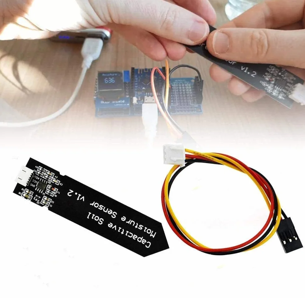 Aideepen Módulo higrómetro de sensor de humedad del suelo V1.2 capacitivo analógico resistente a la corrosión