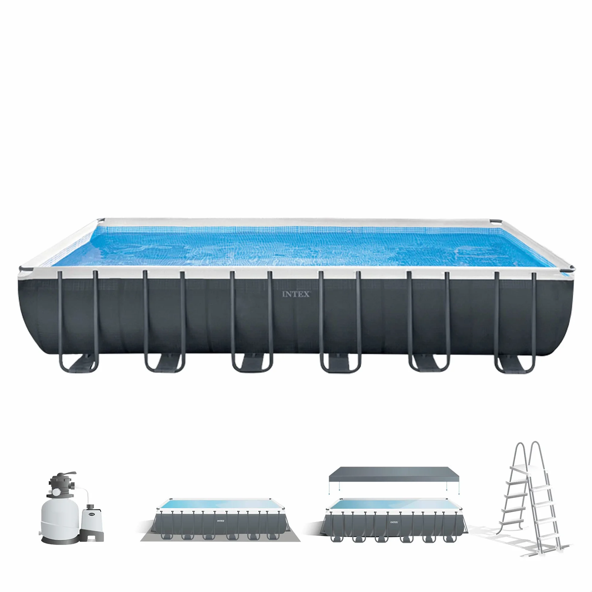 INTEX Piscina elevada Rectangular Ultra XTR Frame 732x366x132 cm depuradora
