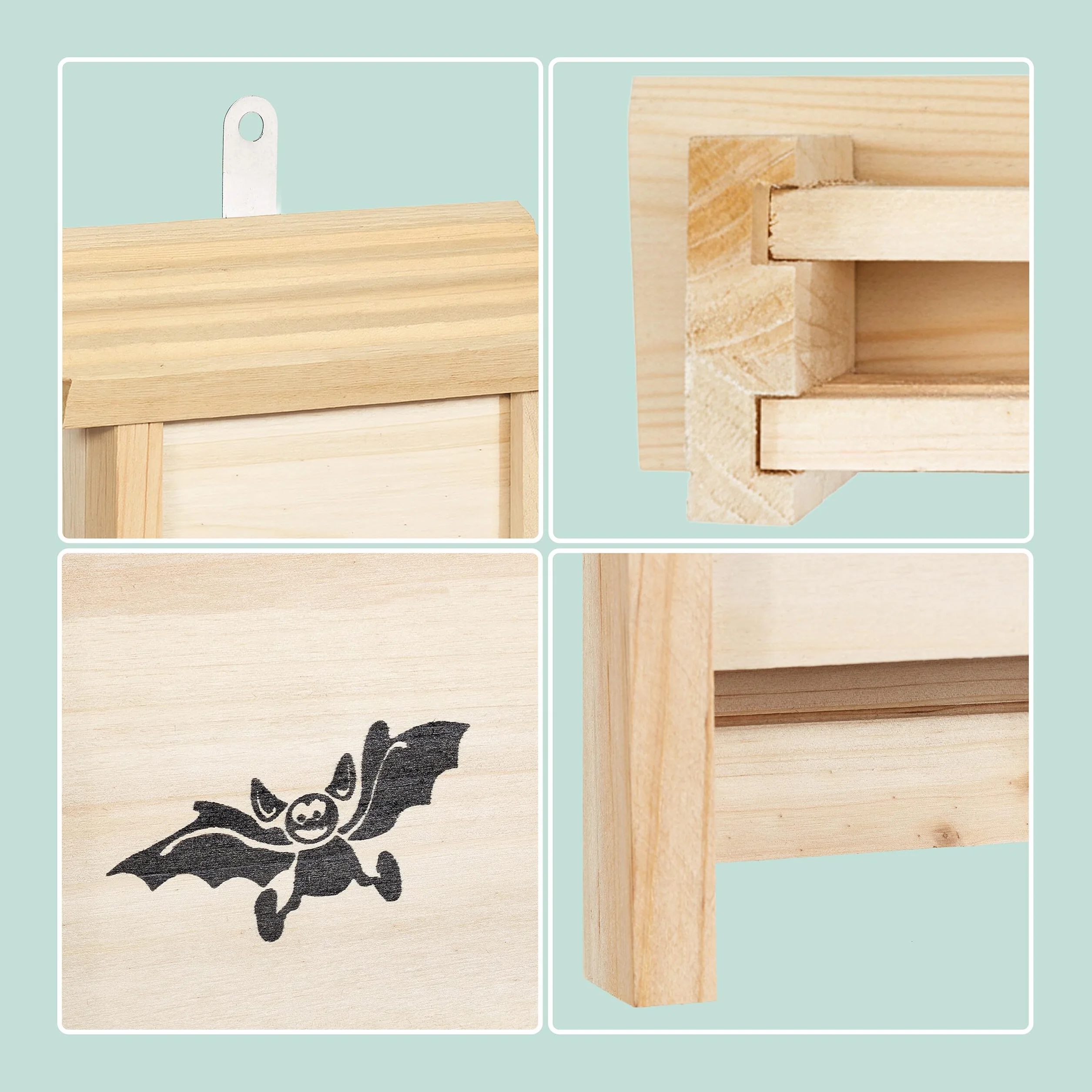 Relaxdays Caja para murciélagos, Set de 2 en Madera Natural, Refugio sin Tratar, HBT: 25 x 18 x 6 cm